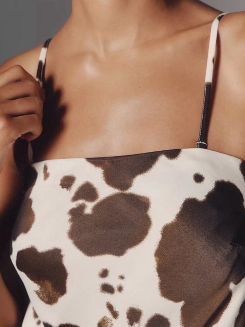 Anthropologie Tilda Cow Print Slip Maxi Dress - Picture 4 of 10